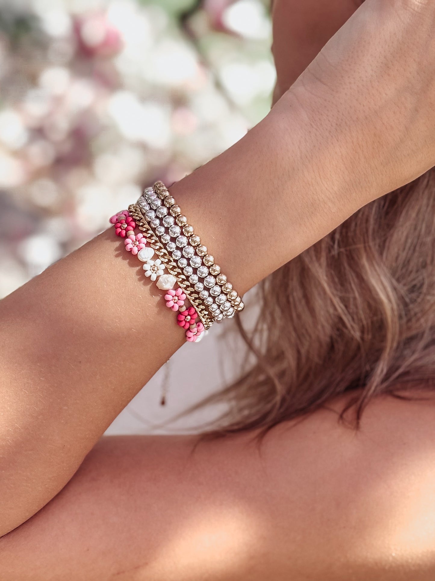 The Daisy Bracelet & Anklet in Frosé