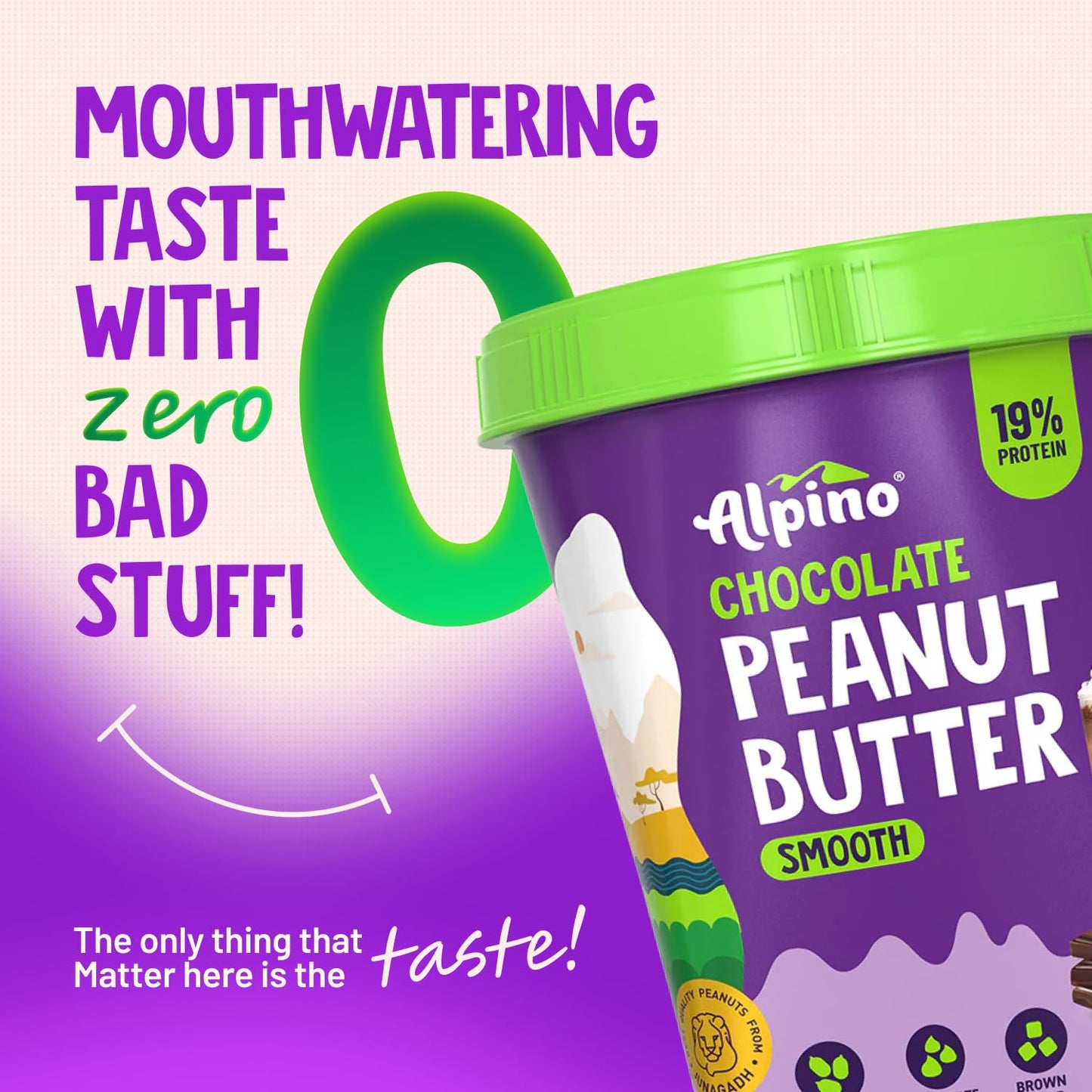 Chocolate Peanut Butter Smooth - Roasted Peanuts, Chocolate Paste & Brown Sugar - 19% Protein, Source of Healthy Fats