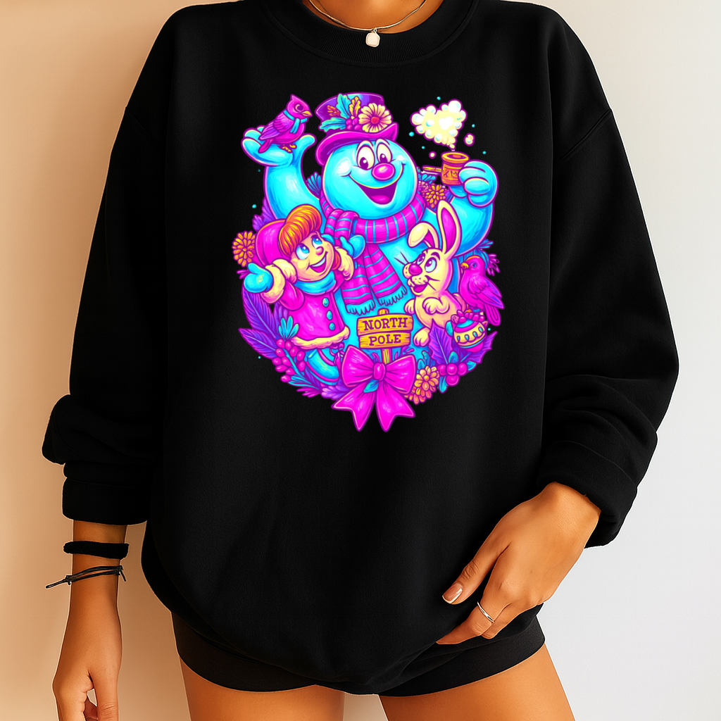 T-Shirt Crewneck Frosty Holiday Glow Christmas friends