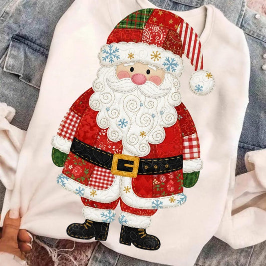 Hoody Crewneck Quilted Christmas Santa with Patch Detai