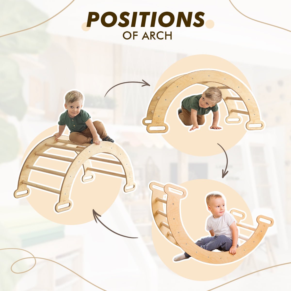 5in1 Montessori Climbing Set: Triangle Ladder + Climbing Arch + Slide Board + Climbing Net + Art Addition