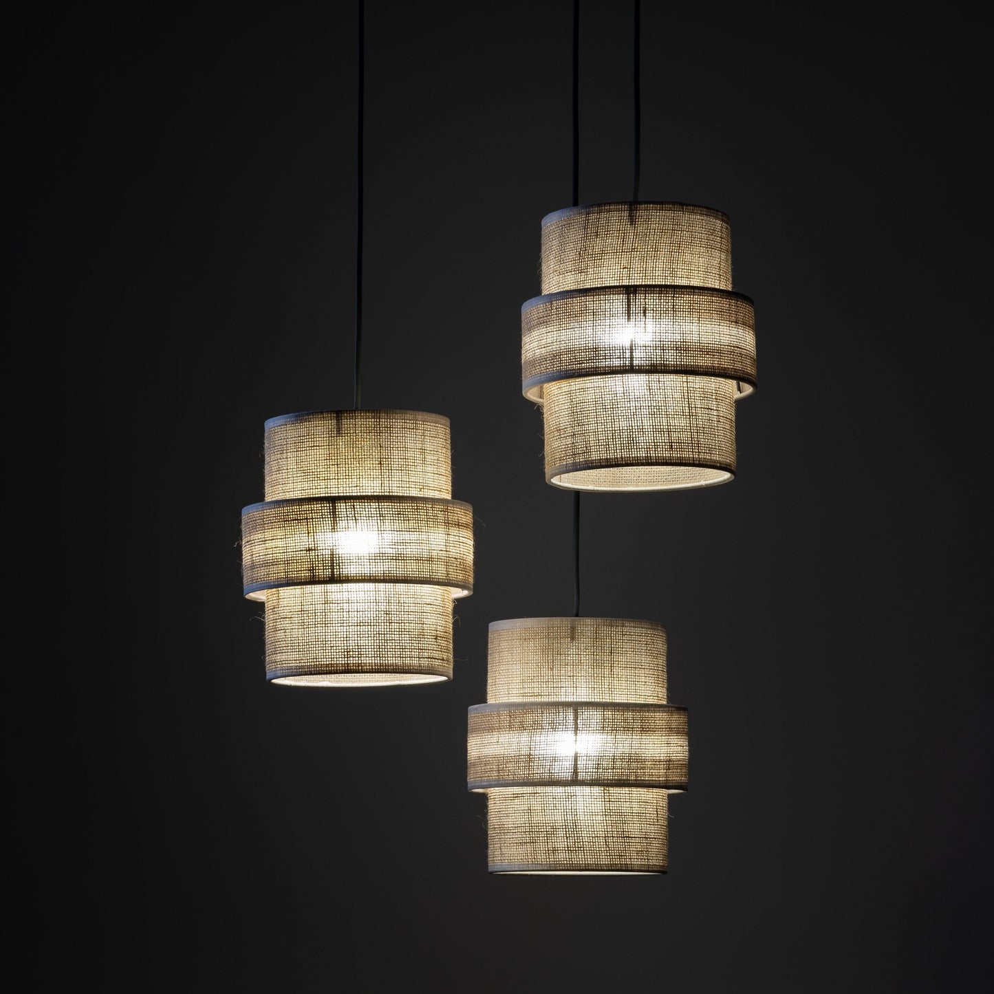 CALISTO JUTE 3-Light Pendant Light for Dining Tables, Stairwells & Natural Interiors
