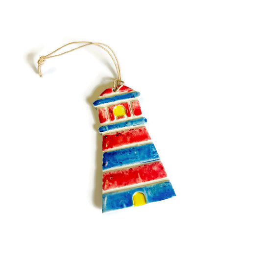 Painted Lighthouse Ornament Handmade