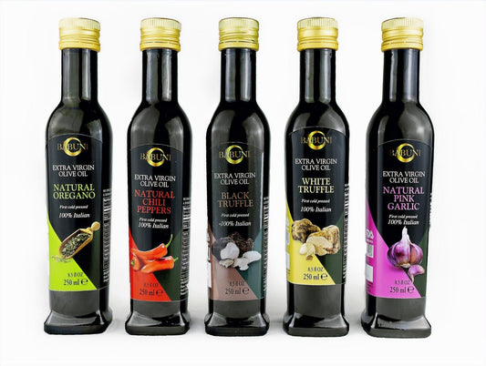 5 Flavored Oil Set (finishing oil) Non GMO, Cold Pressed, 100% Italian