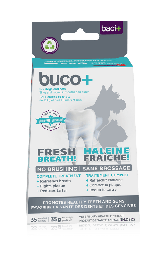 Buco+ 150mg – Soins Dentaires Naturels pour Chiens et Chats +15KG