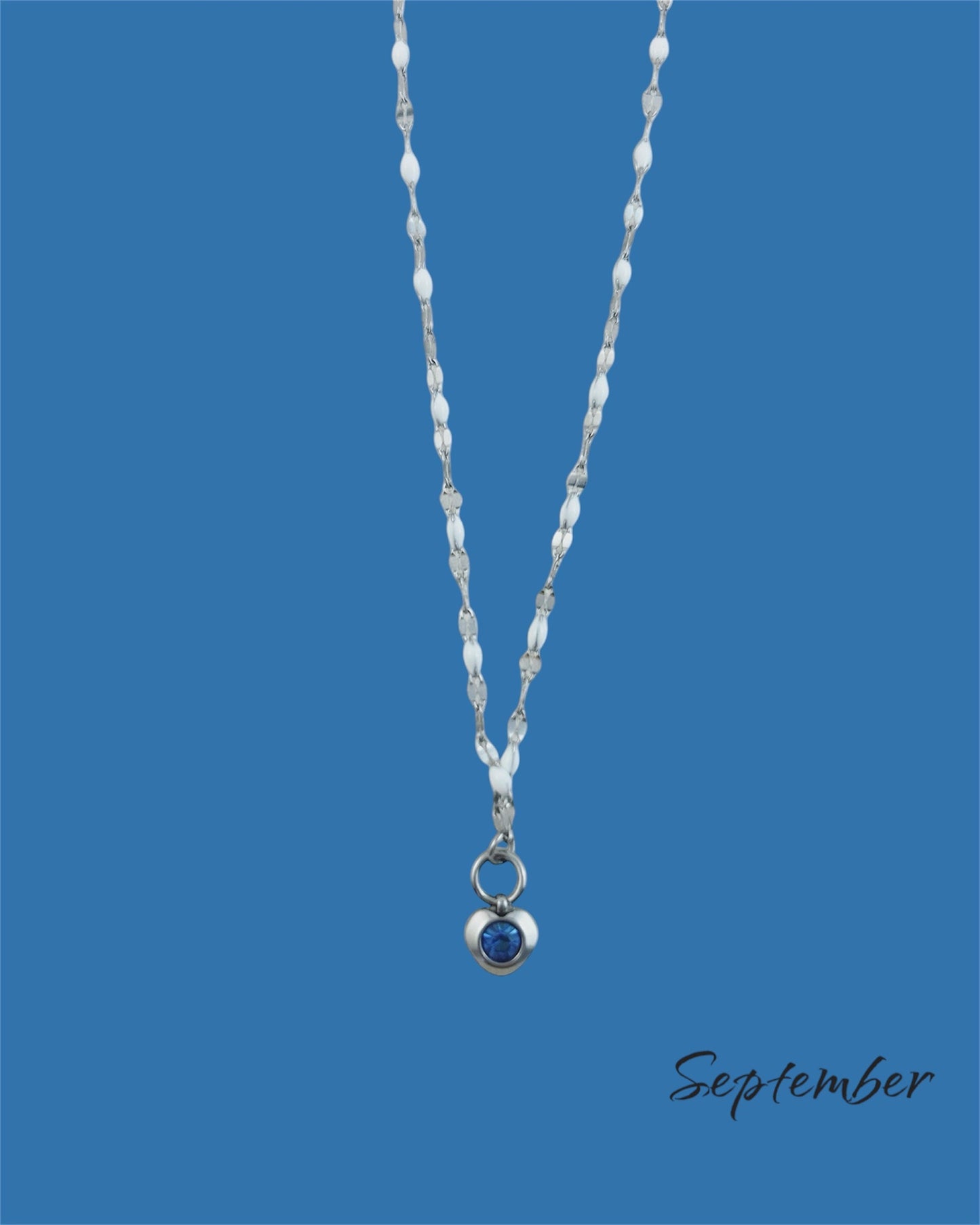 Heart Stone Necklaces in silver - various birthstone colours