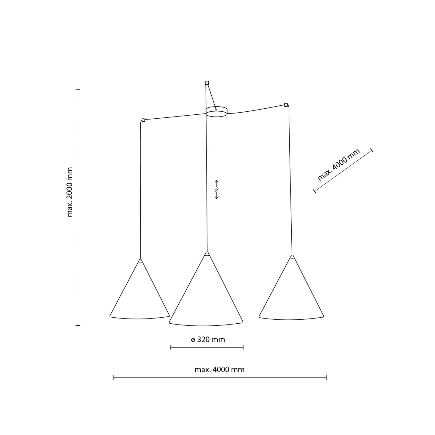 CONO Black Modern Minimalist  Suspension Light 3