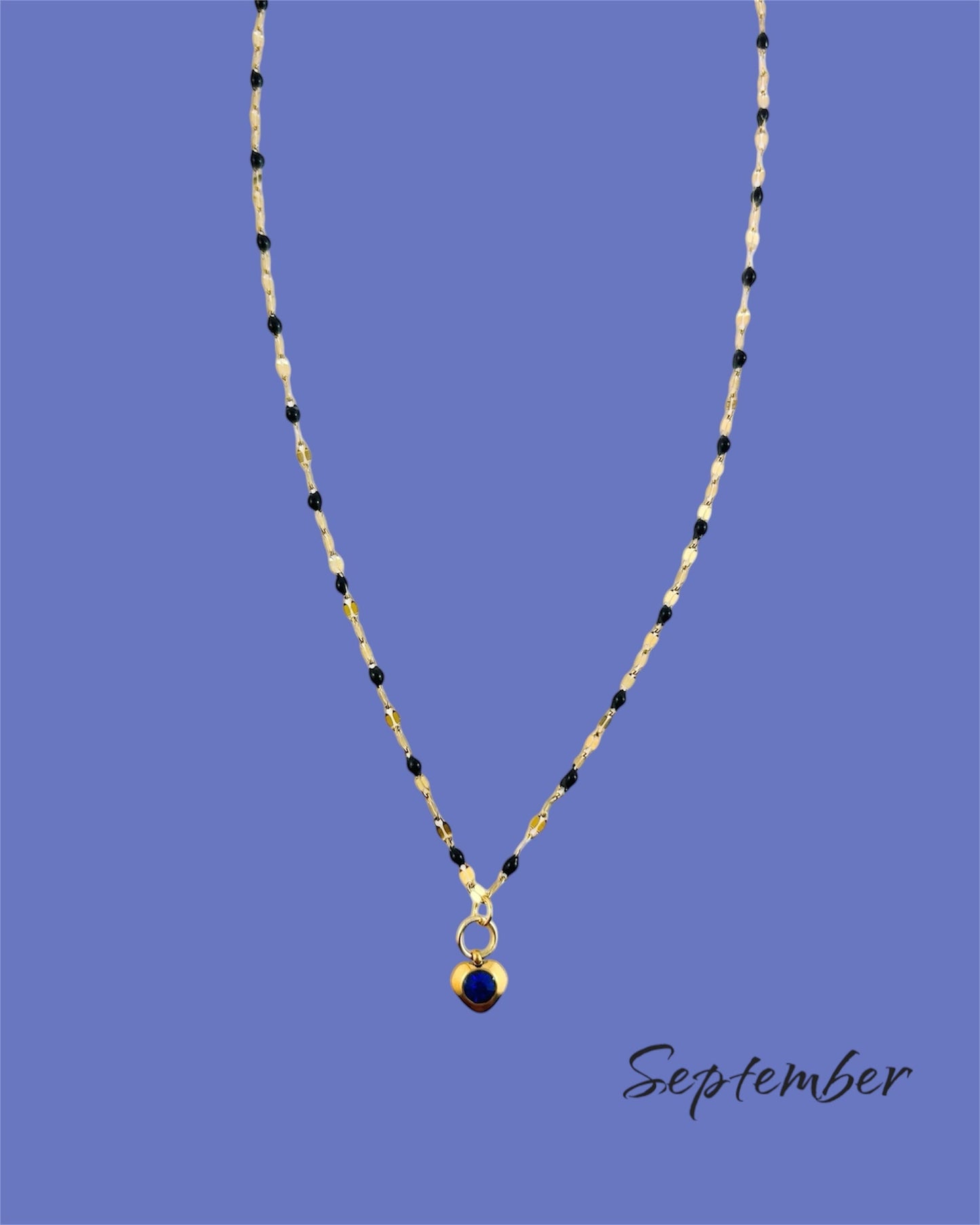 Heart Stone Necklaces in gold - various birthstone colours