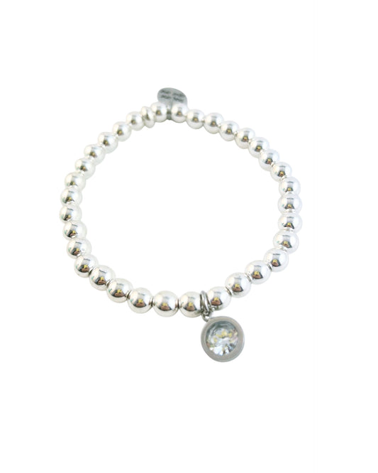 Hematite Bezel Charm Bracelet - Silver