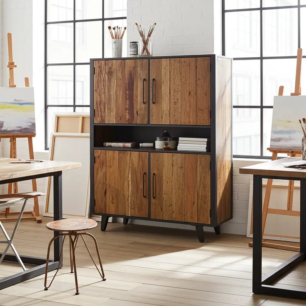 Meuble Vaisselier style scandinave en bois recyclé