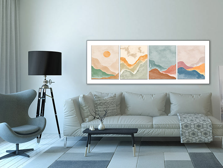 Wall Art 4 Scene Landscape Canvas - Abstract minimalism art- Large Wall Decor-RGB varnish