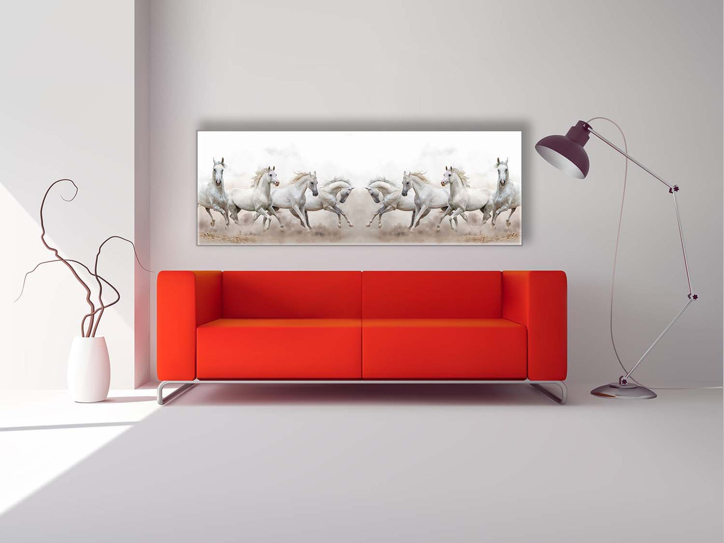 Wildlife Canvas-Arabian Horses White Sky-Wall Art