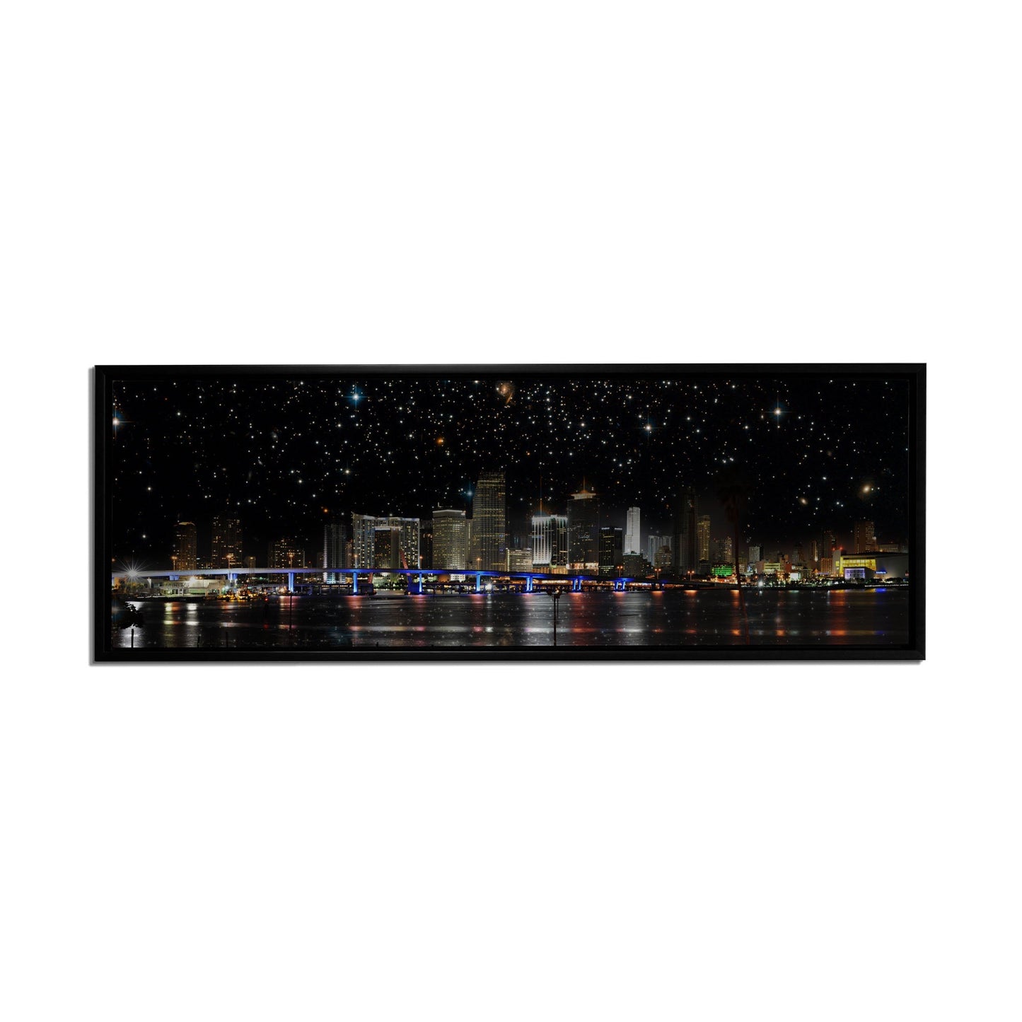 Miami at night- City Skyline - Canvas Wall Decor- RGB varnish
