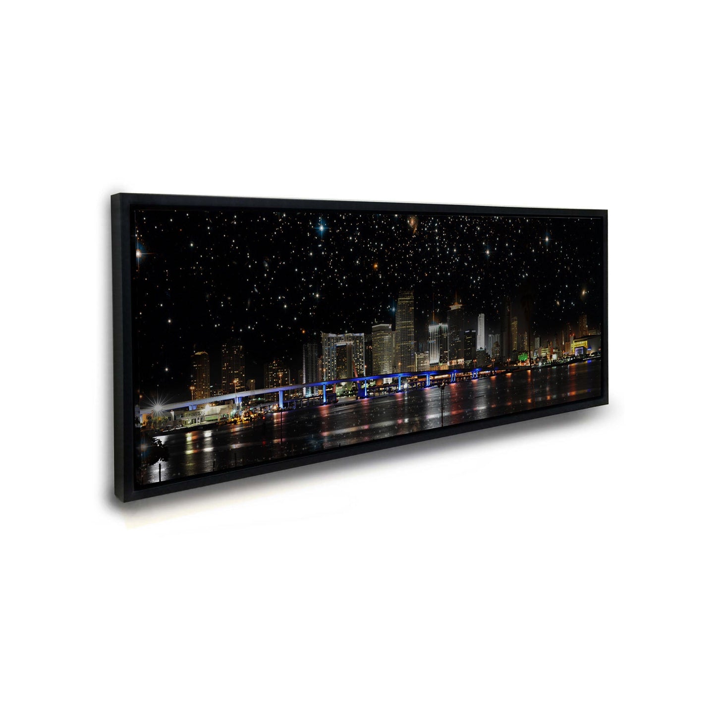Miami at night- City Skyline - Canvas Wall Decor- RGB varnish