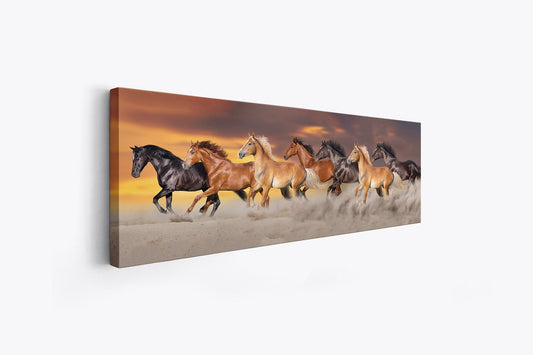 wall art-Team of 7 Horses- Wildlife Canvas Art