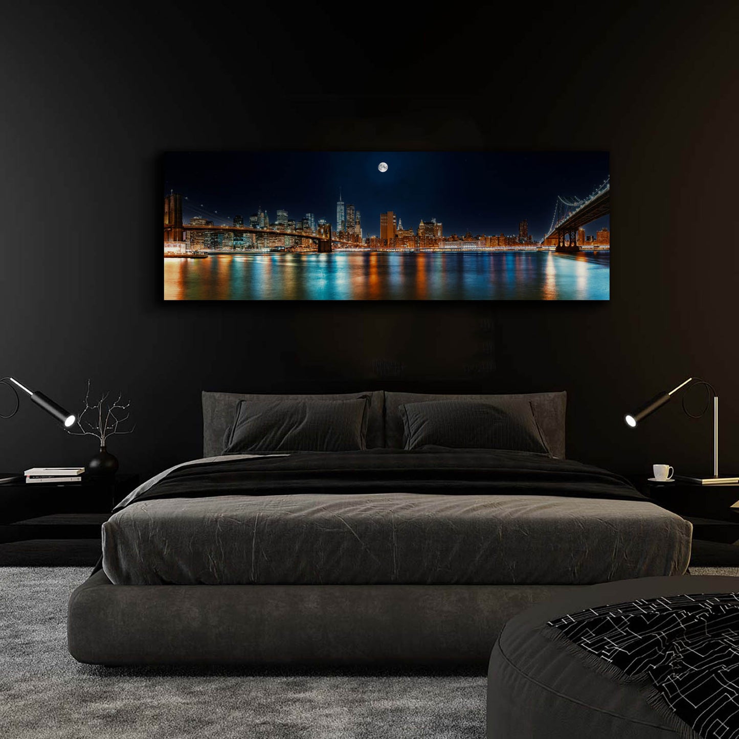 Large Canvas Wall art-NYC Moon Skyline-Canvas Printed