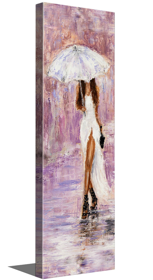 Canvas Wall Art-Lady with umbrella in pink