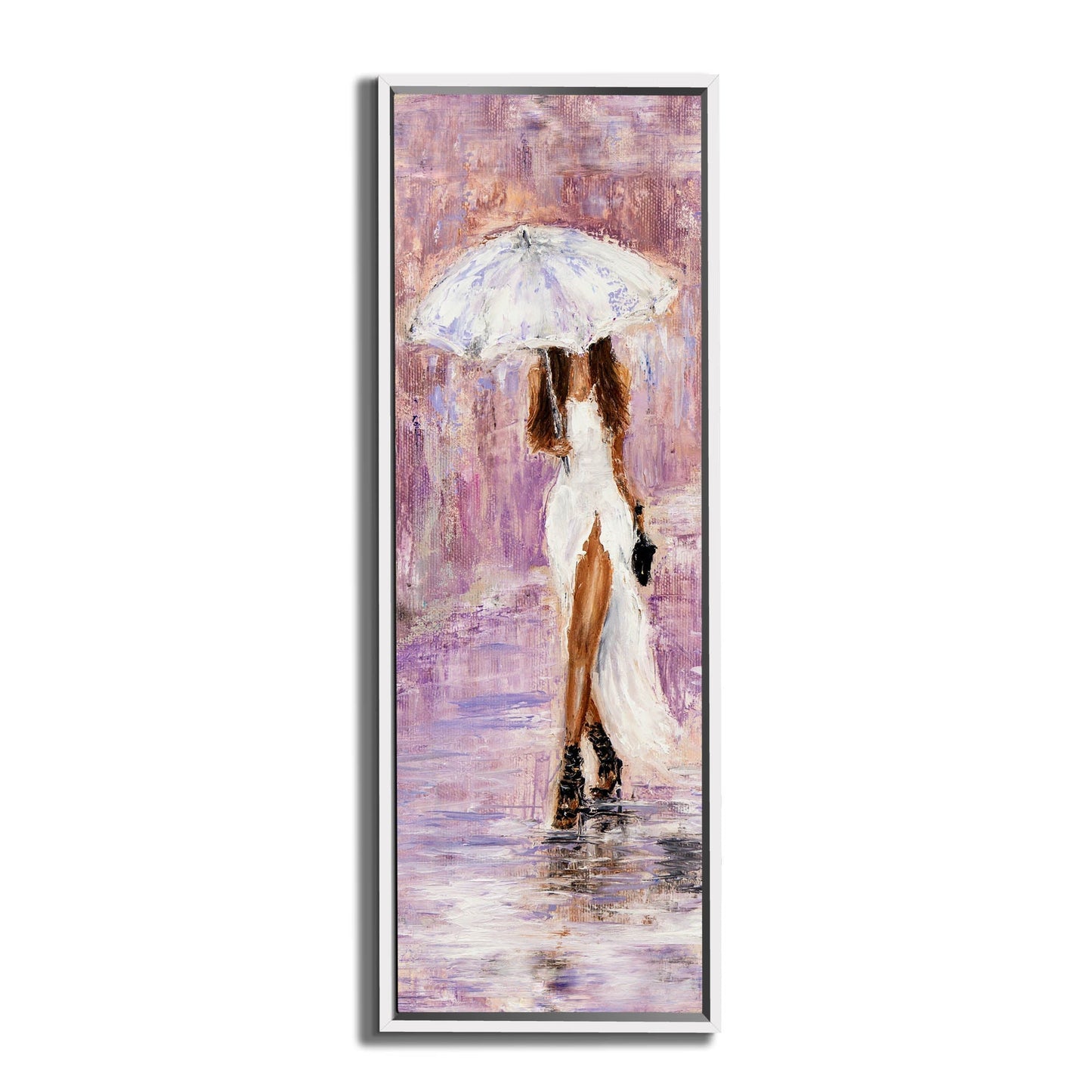Canvas Wall Art-Lady with umbrella in pink