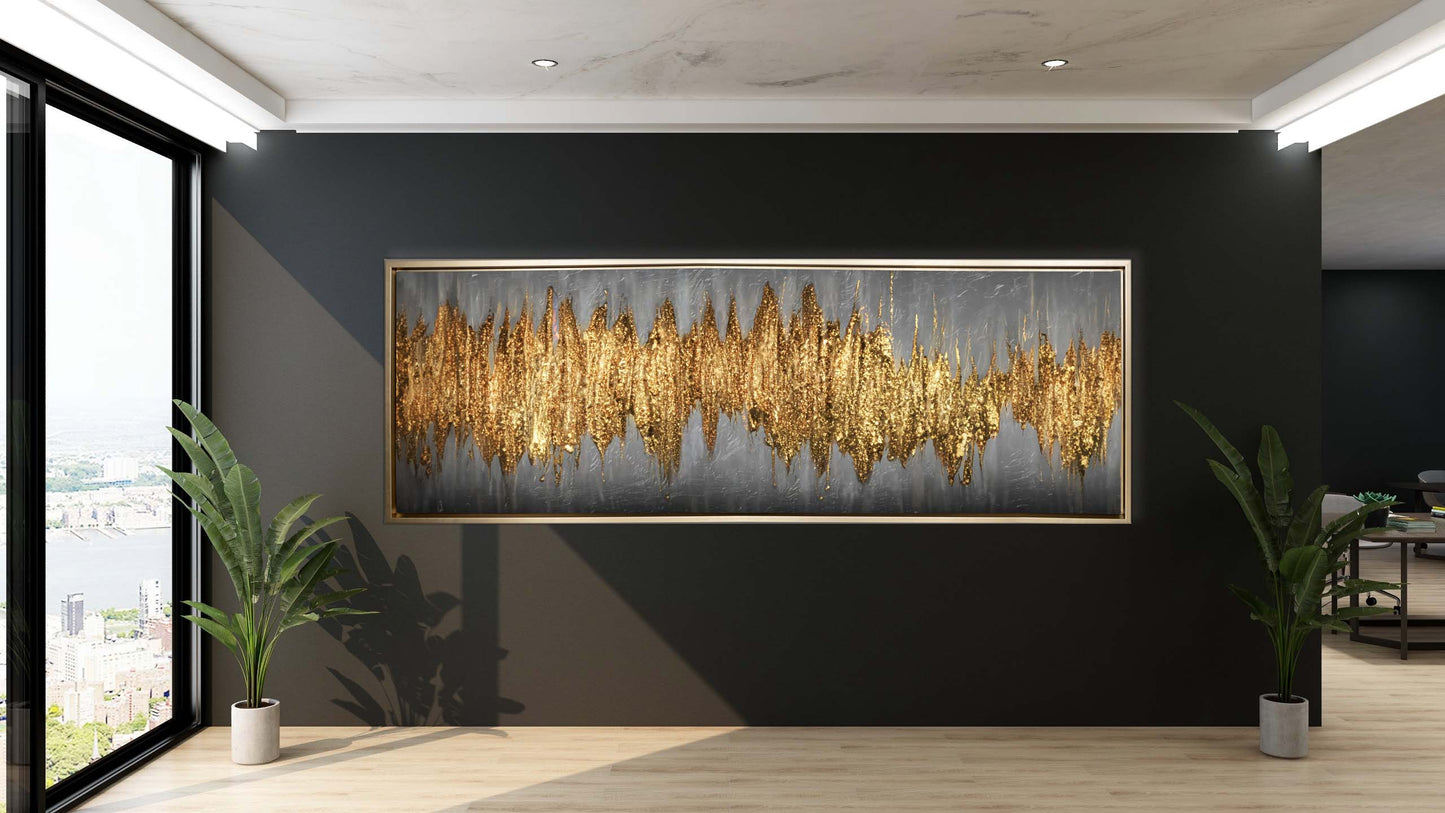 Large Gold Abstract Artwork-Canvas Wall art- Fine Art
