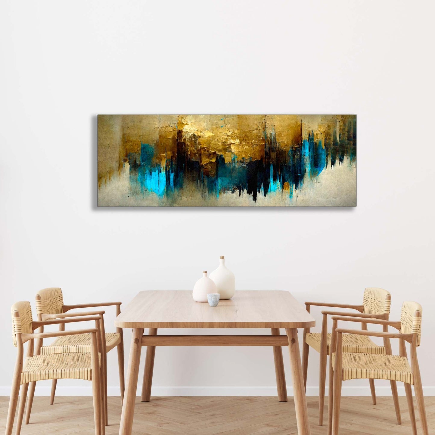 Wall Art Gold and Blue Abstract-Canvas Wall art- Fine Art