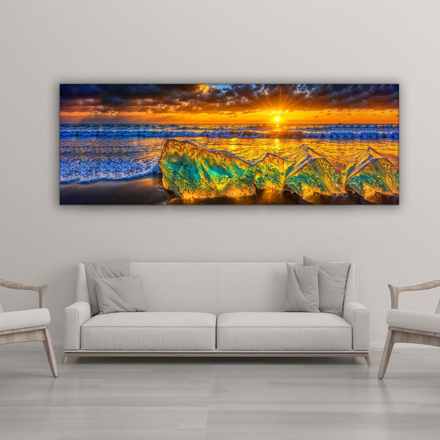 HDR Beach Rocks-Wall Art-Skyline-Canvas Print