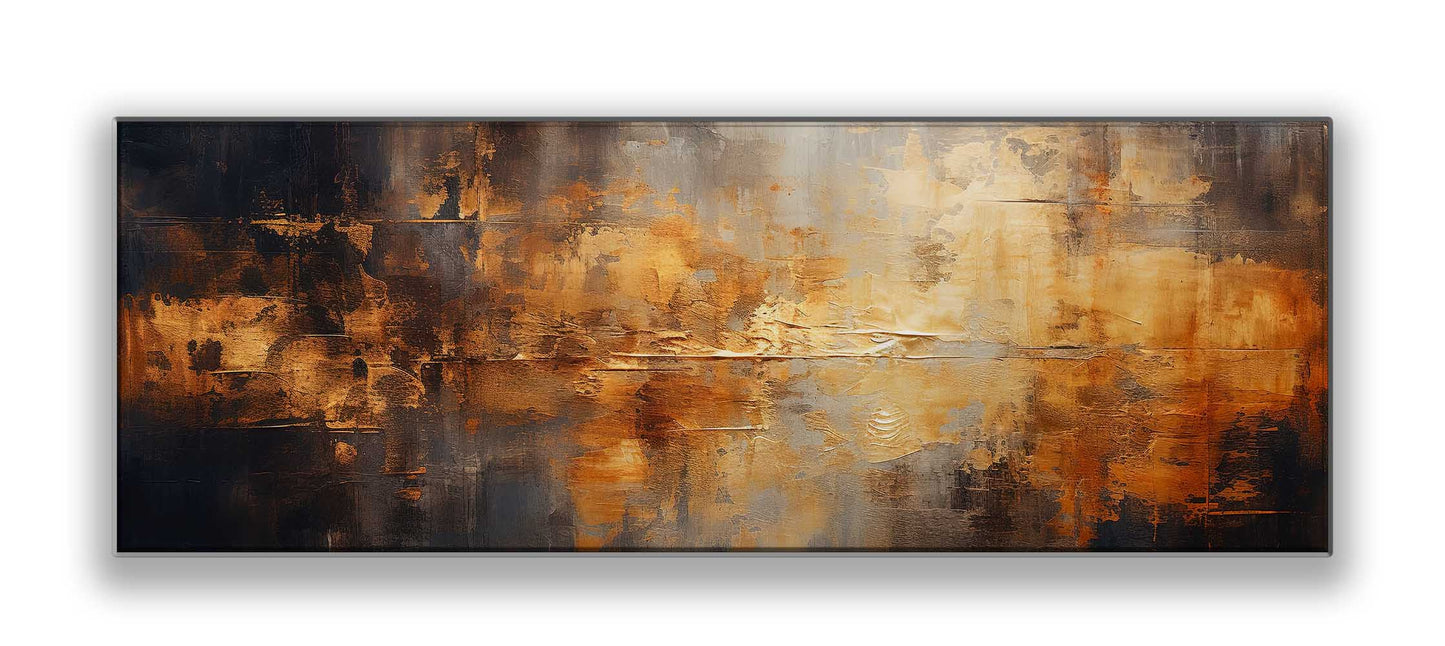 Wall Art Abstract Canvas Gold in Sepia Tones 72" x 24"