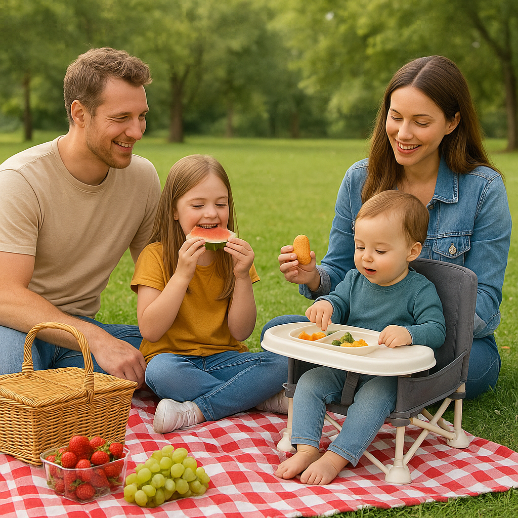 Portable Baby Chair | Camp Chair With Removable Tray (Grey)