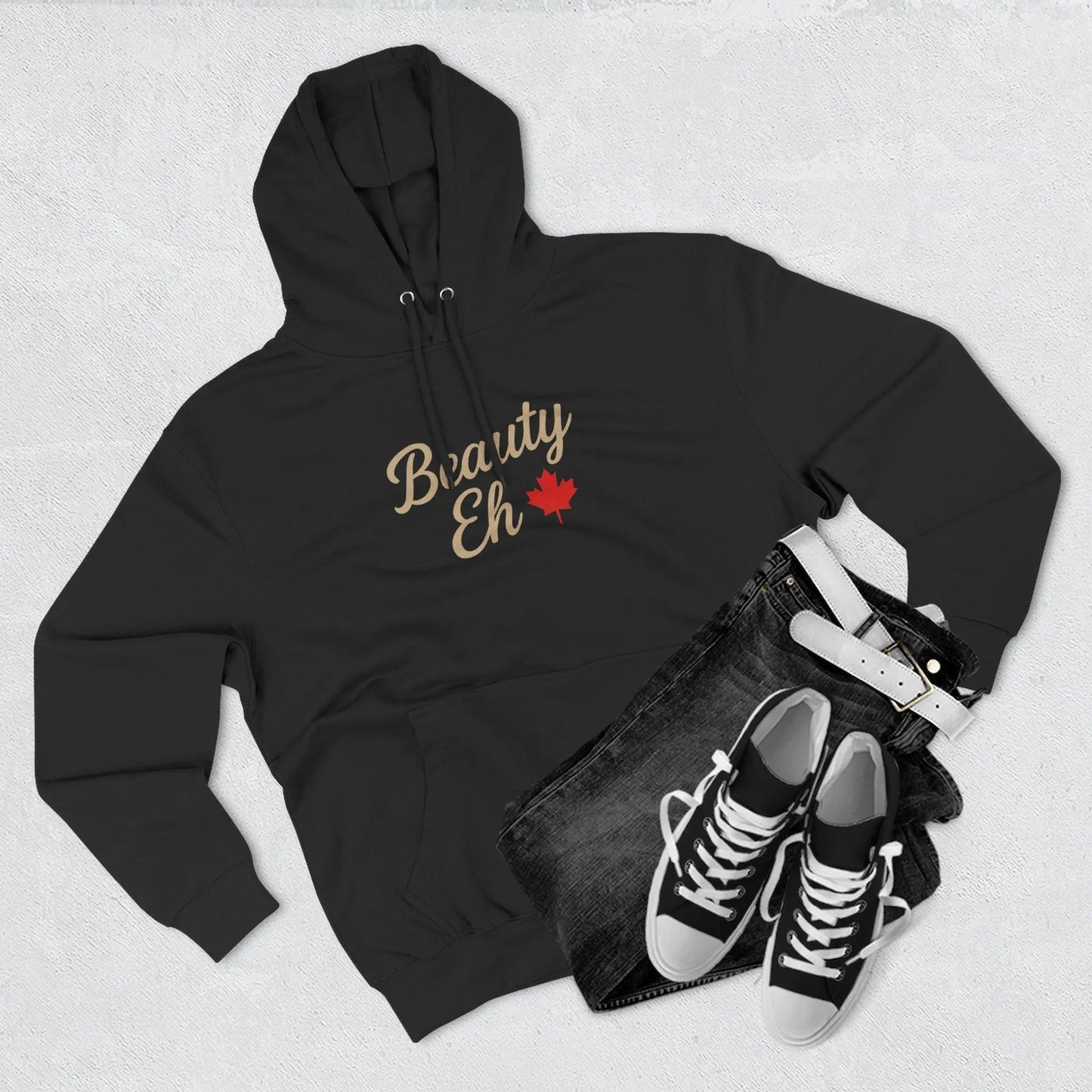Beauty Eh Canadian Hoodie - Maple Leaf Pride Pullover Sweatshirt - Womens Canada Day Apparel - Cozy Fleece Lined Hooded Sweatshirt