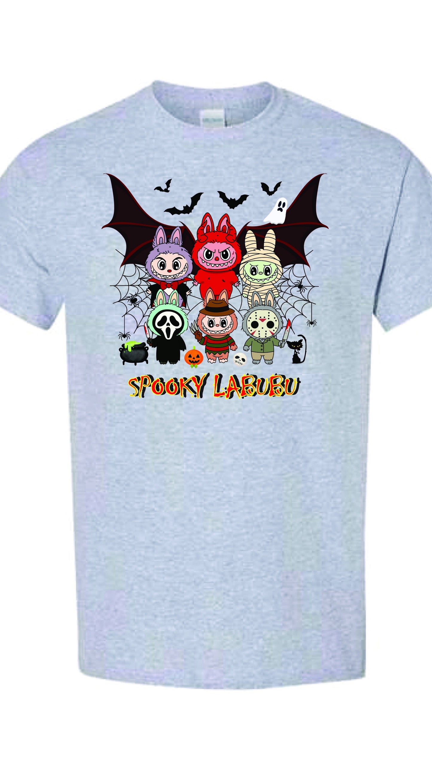 [Adult size] Halloween Labubu Graphic Tee: Kawaii Spooky 100% Cotton Unisex Shirt