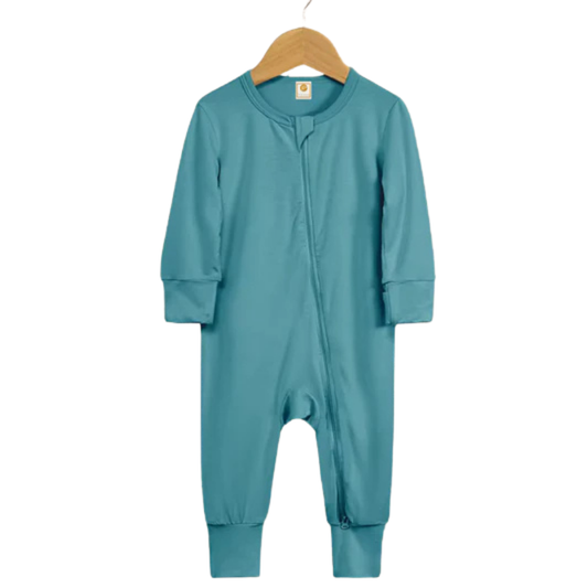 Teal - Long Sleeve Bamboo Sleep + Play Romper