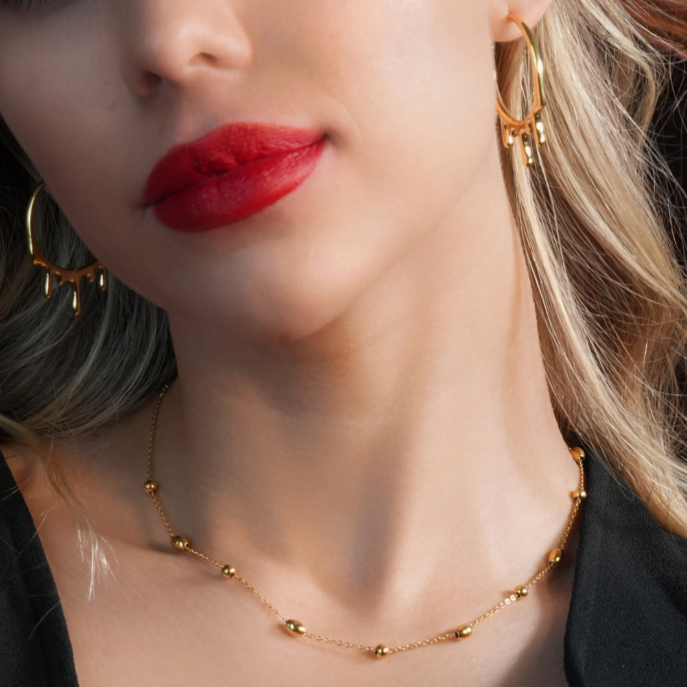 VIGO: Effortless & Essential Oval & Ball Beaded Gold Chain Necklace