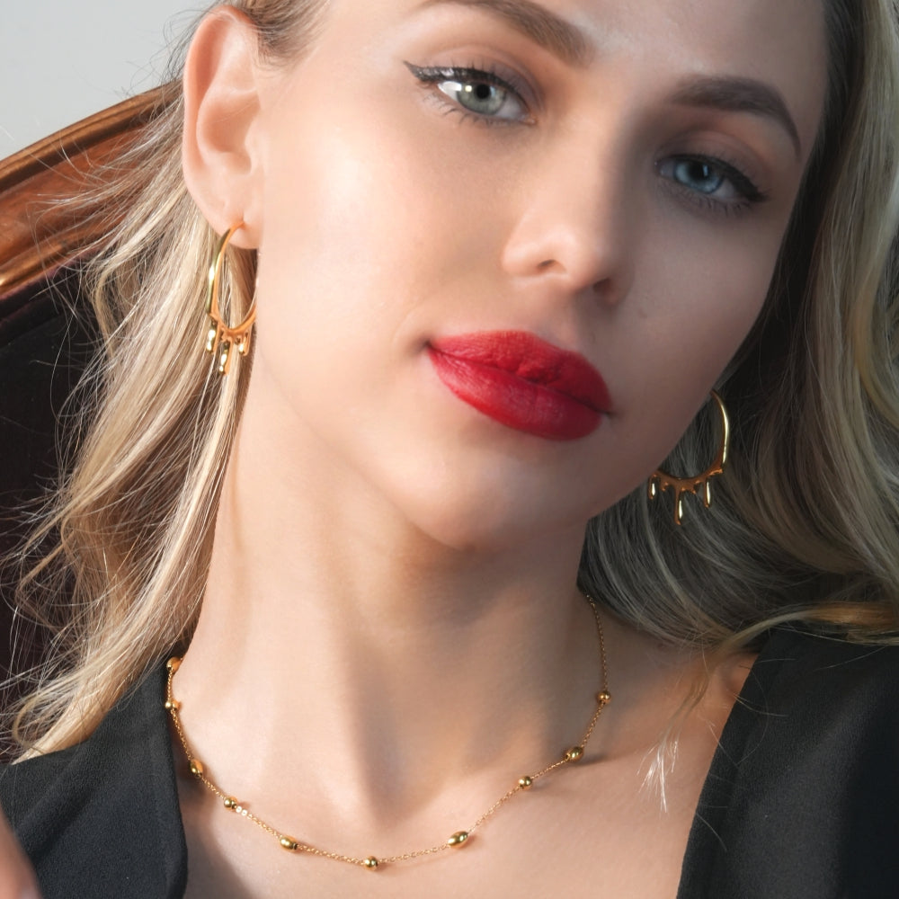 VIGO: Effortless & Essential Oval & Ball Beaded Gold Chain Necklace