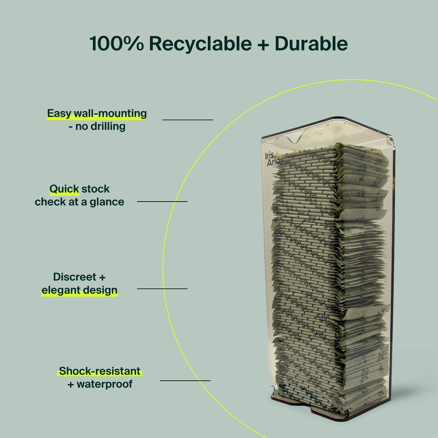 Recycled Plexiglass Wall-Mounted Dispenser - Pantyliners