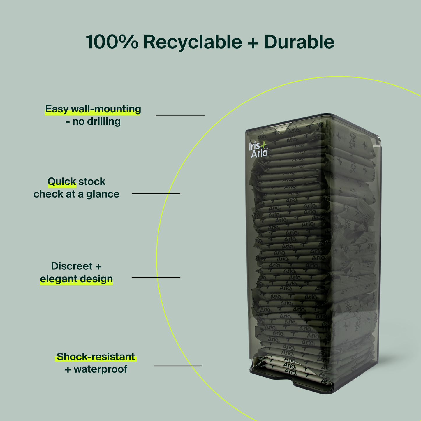 Recycled Plexiglass Wall-Mounted Dispenser - Daily Pads