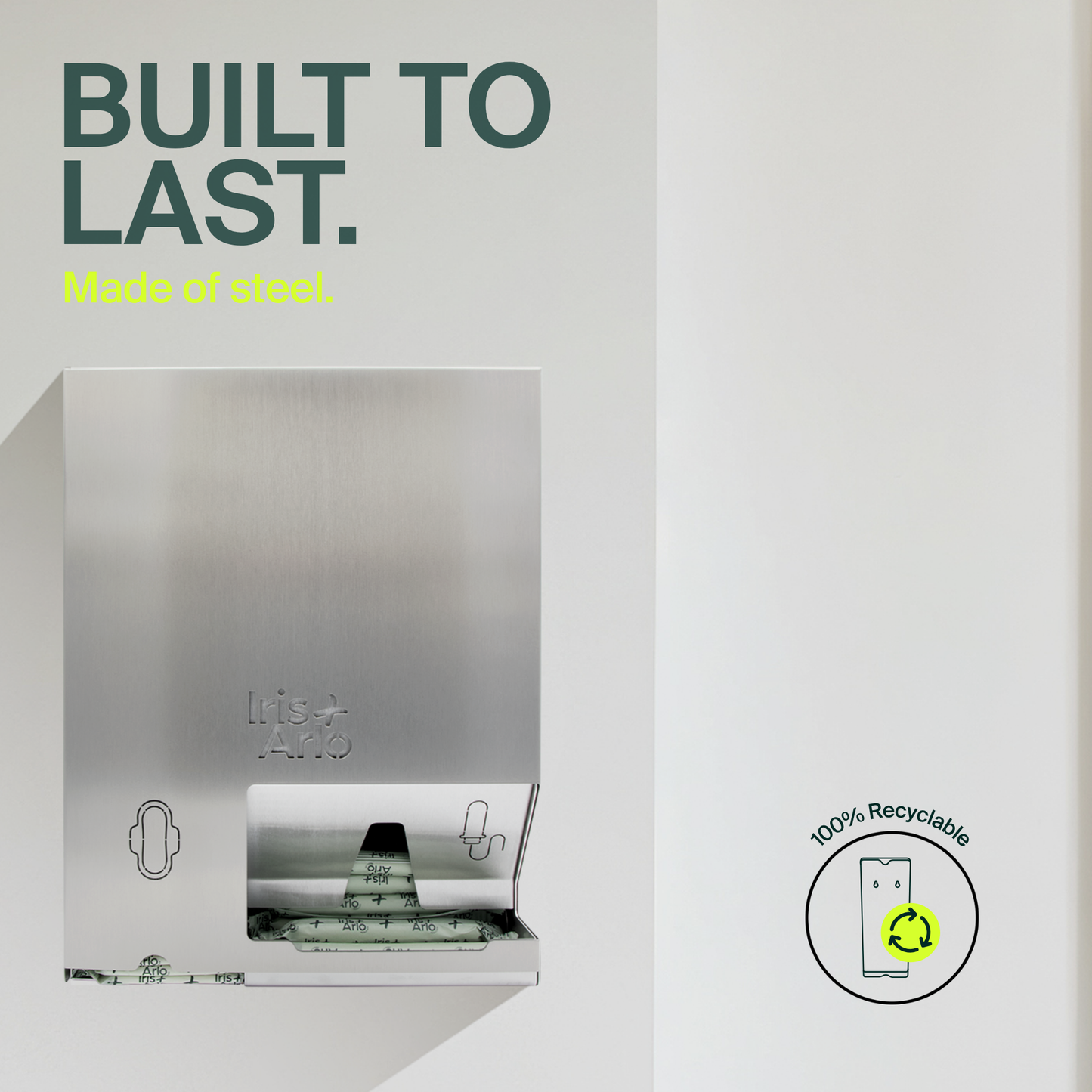 Wall-Mounted Steel Dispenser - Regular Pads & Tampons