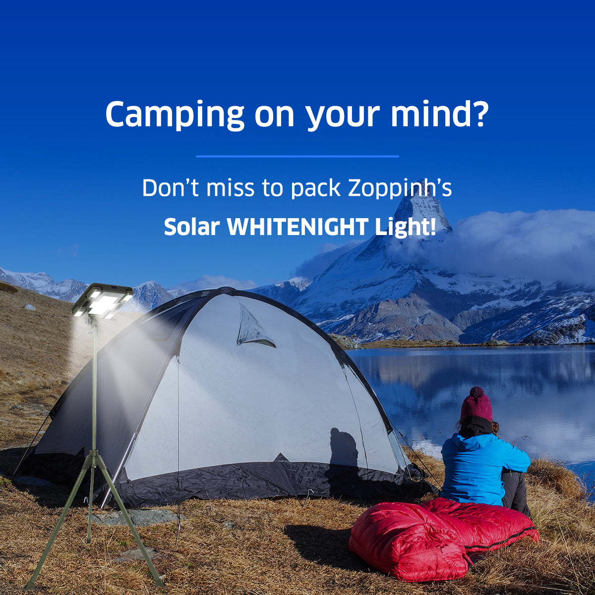 TRU De-LIGHT WHITENIGHT Multipurpose LED Solar / AC / DC - Garden, Camping Main Light + 4 Independent Detachable Multi Mode Side Lights / Tripod + Carrying Bag