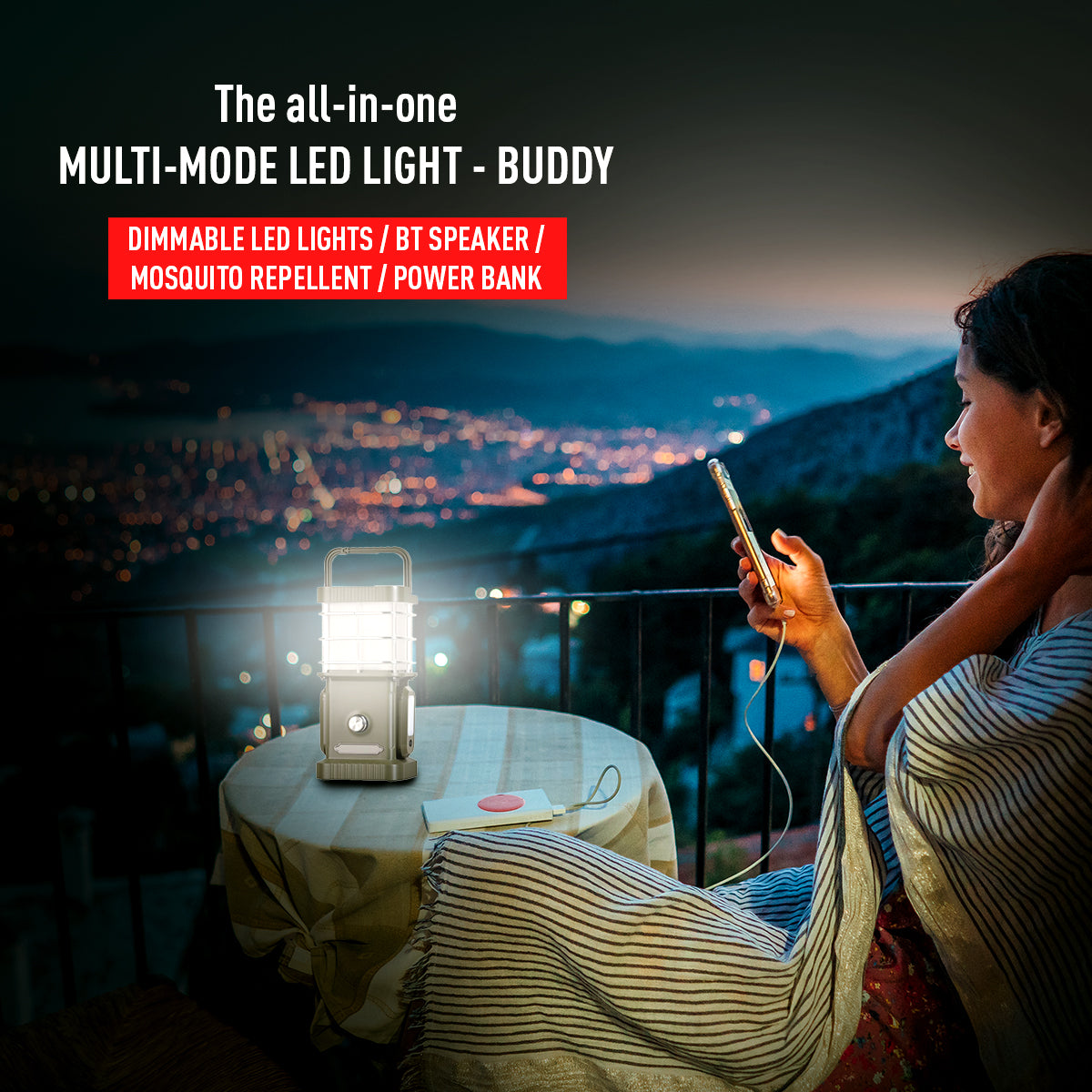 TRU De-LIGHT BUDDY Dimmable LED Lamp / Power Bank / Bluetooth Speaker / Independent side lamps - Music / Decoration - All-In-One