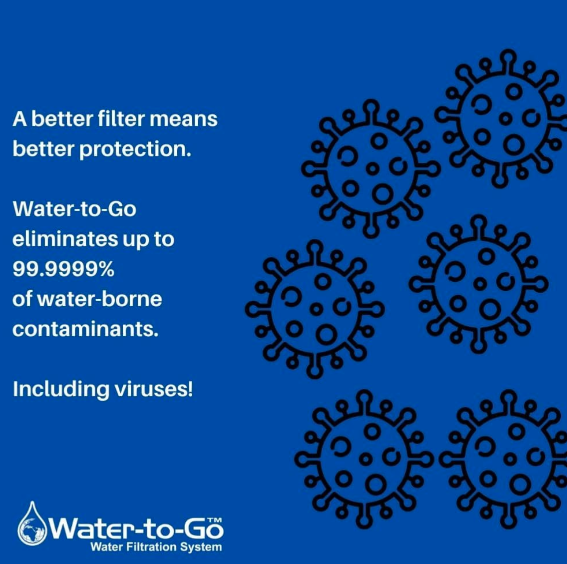 WatertoGo 75cL Water Purification Filter Bottle Removes Contaminants by 99.9%