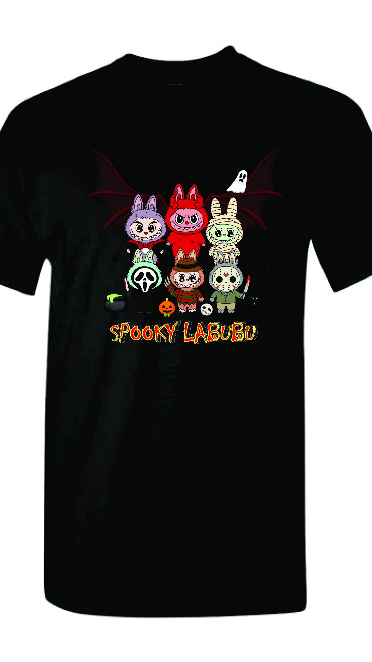 [Adult size] Halloween Labubu Graphic Tee: Kawaii Spooky 100% Cotton Unisex Shirt