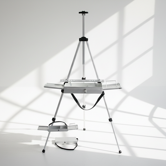 Lightweight Detachable Metal Easel Box and Tripod Easel with Brush Holder