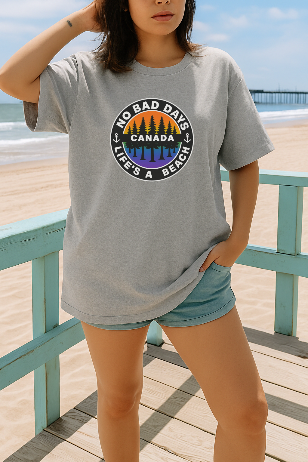 T-Shirt Crewneck Hoody No Bad Days Canada Tee – Life’s a Beach Sunset