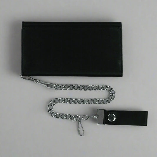 Open Road Men's Chain Trifold Leather Wallet