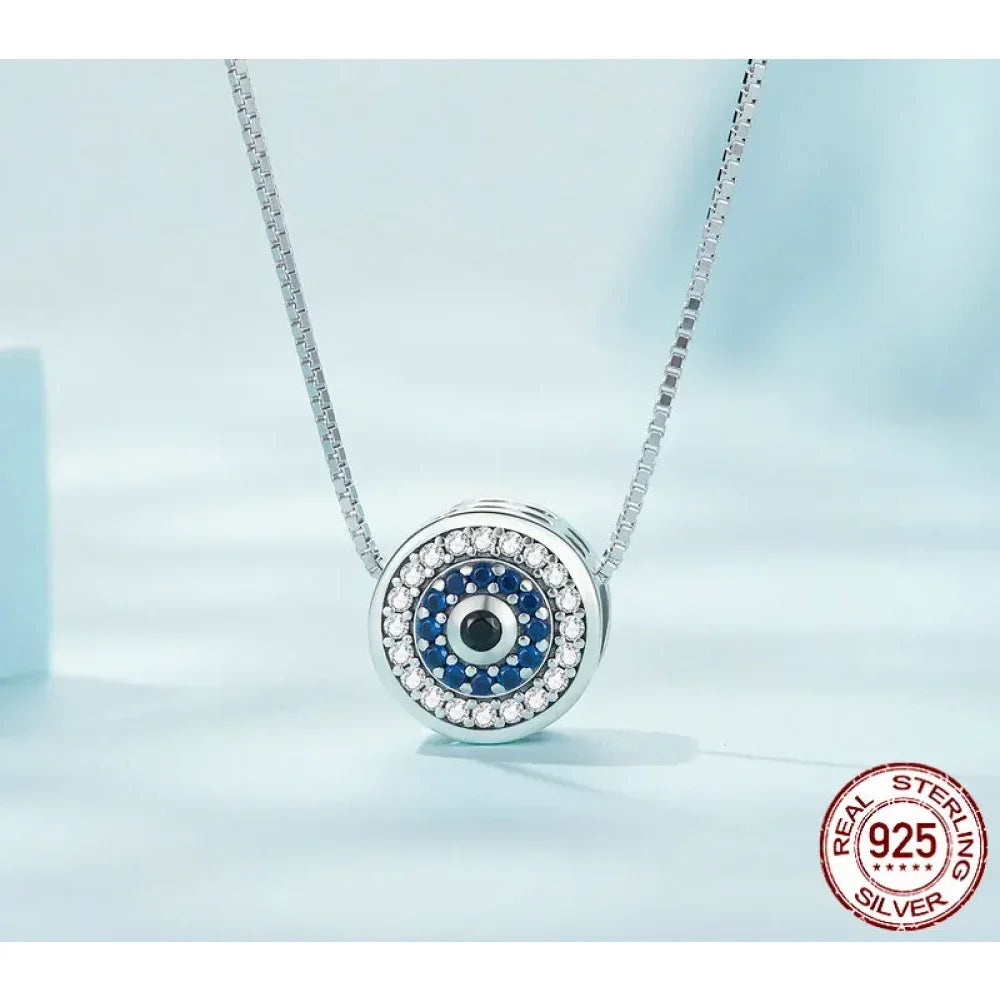 925 Sterling Silver Blue Crystal Evil Eye Necklace | Lucky Eye Neck Chain | Women'S Birthday Gift Fine Jewelry