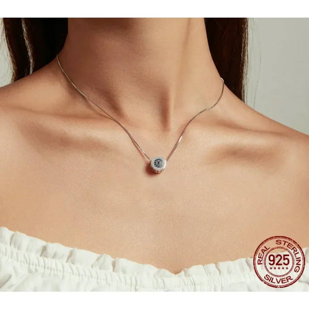 925 Sterling Silver Blue Crystal Evil Eye Necklace | Lucky Eye Neck Chain | Women'S Birthday Gift Fine Jewelry