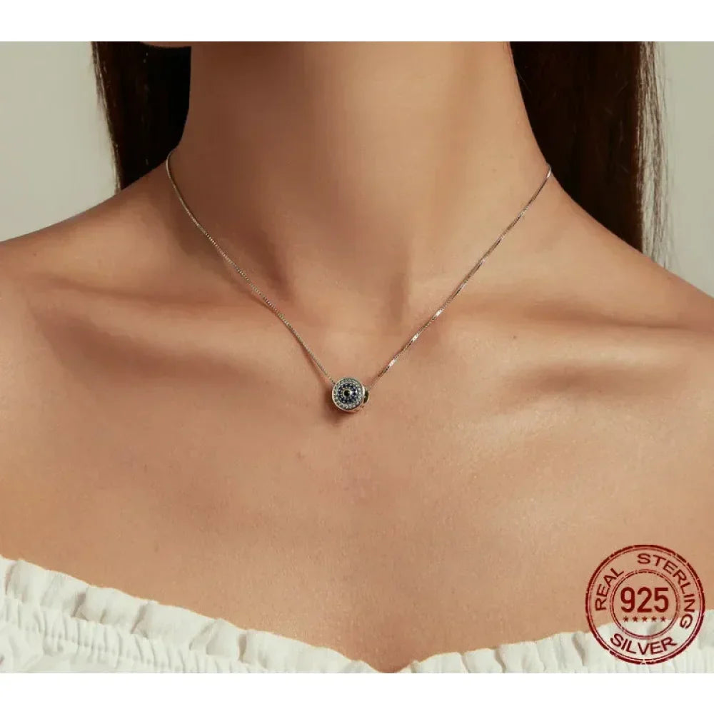 925 Sterling Silver Blue Crystal Evil Eye Necklace | Lucky Eye Neck Chain | Women'S Birthday Gift Fine Jewelry
