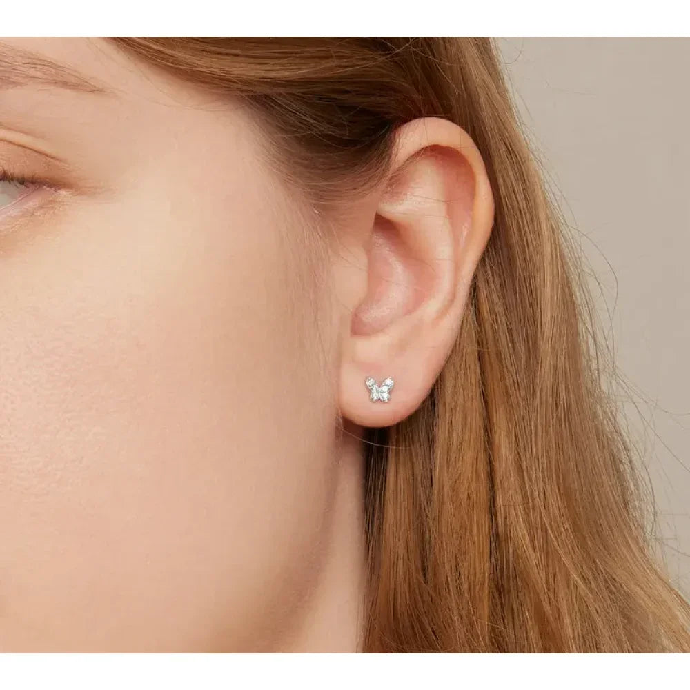925 Sterling Silver Star And Butterfly Stud Earrings - Delicate And Fine Jewelry
