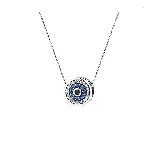 925 Sterling Silver Blue Crystal Evil Eye Necklace | Lucky Eye Neck Chain | Women'S Birthday Gift Fine Jewelry