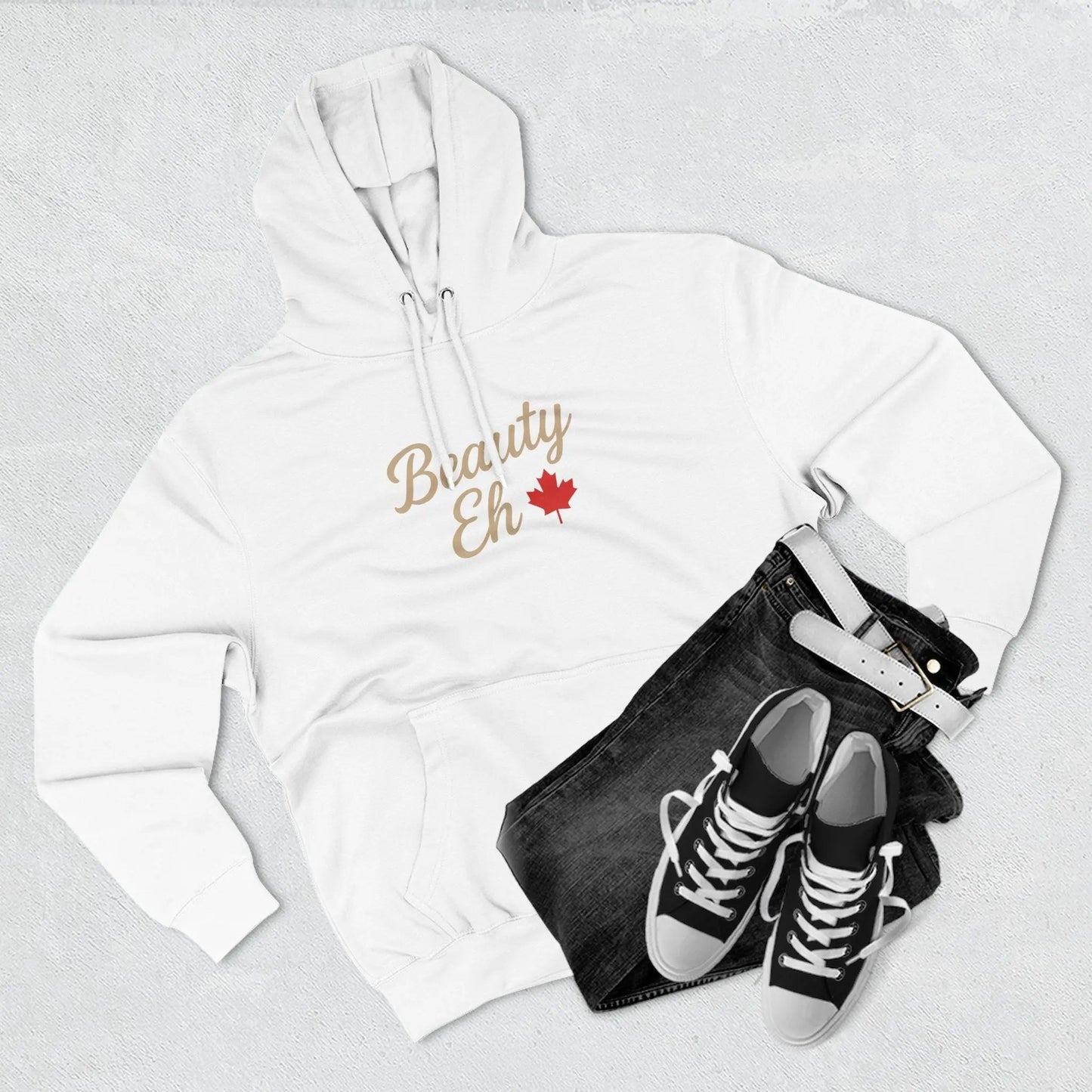 Beauty Eh Canadian Hoodie - Maple Leaf Pride Pullover Sweatshirt - Womens Canada Day Apparel - Cozy Fleece Lined Hooded Sweatshirt