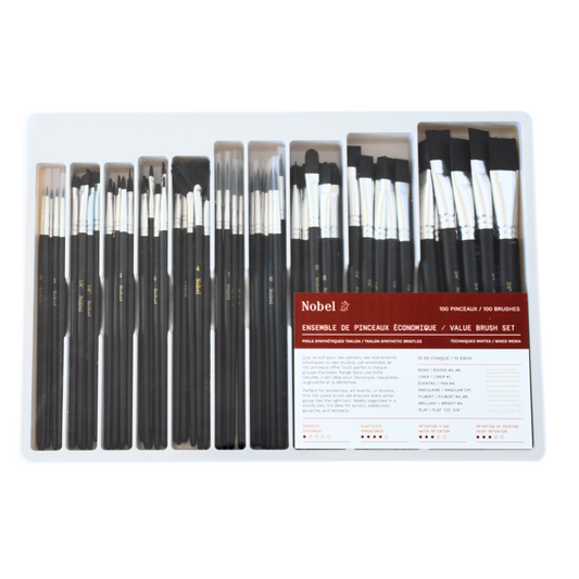 Nobel Value - 100 pcs Mixed Paintbrushes for Professionals