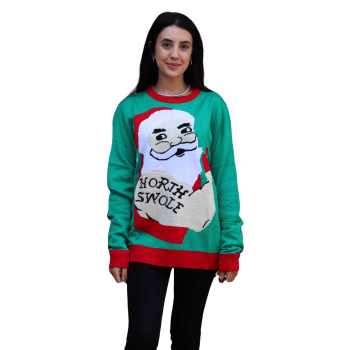Bulky Santa North Swole Christmas Sweater